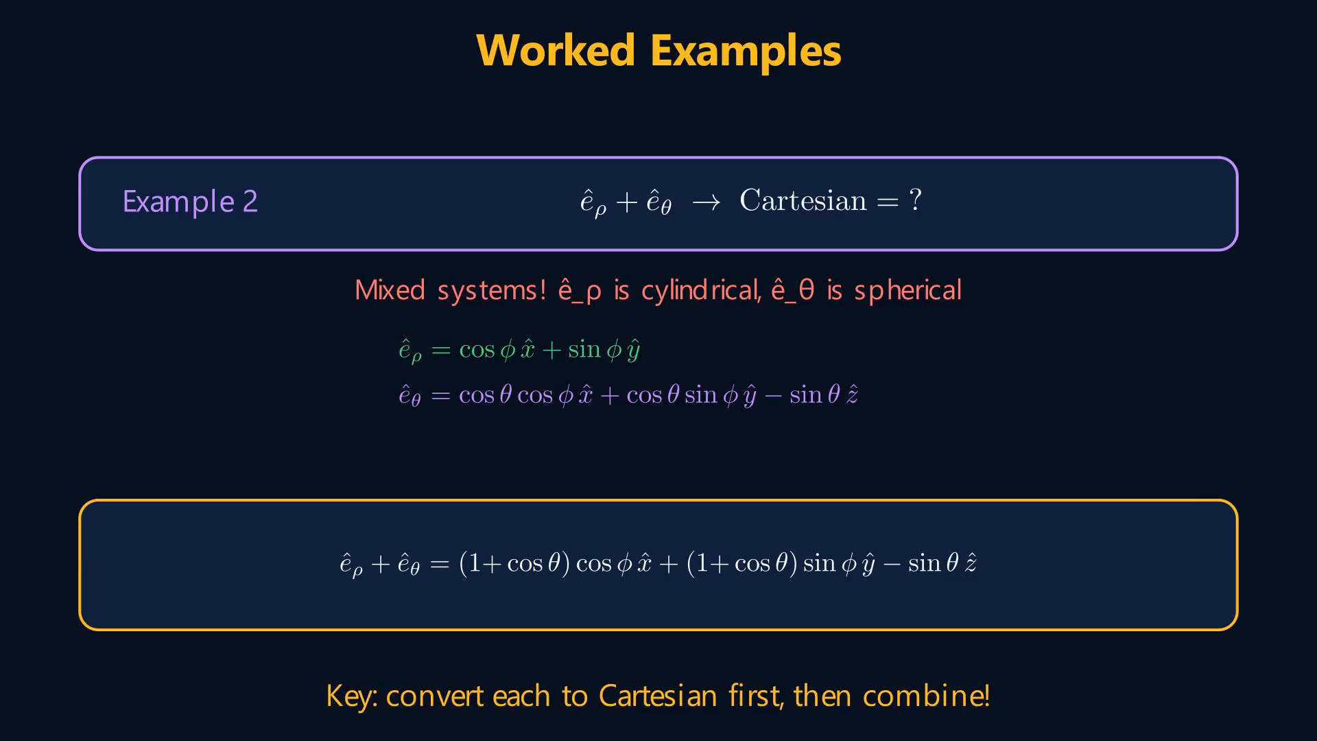 Lesson frame showing coordinate-system scale factors and unit-vector transformation matrices.