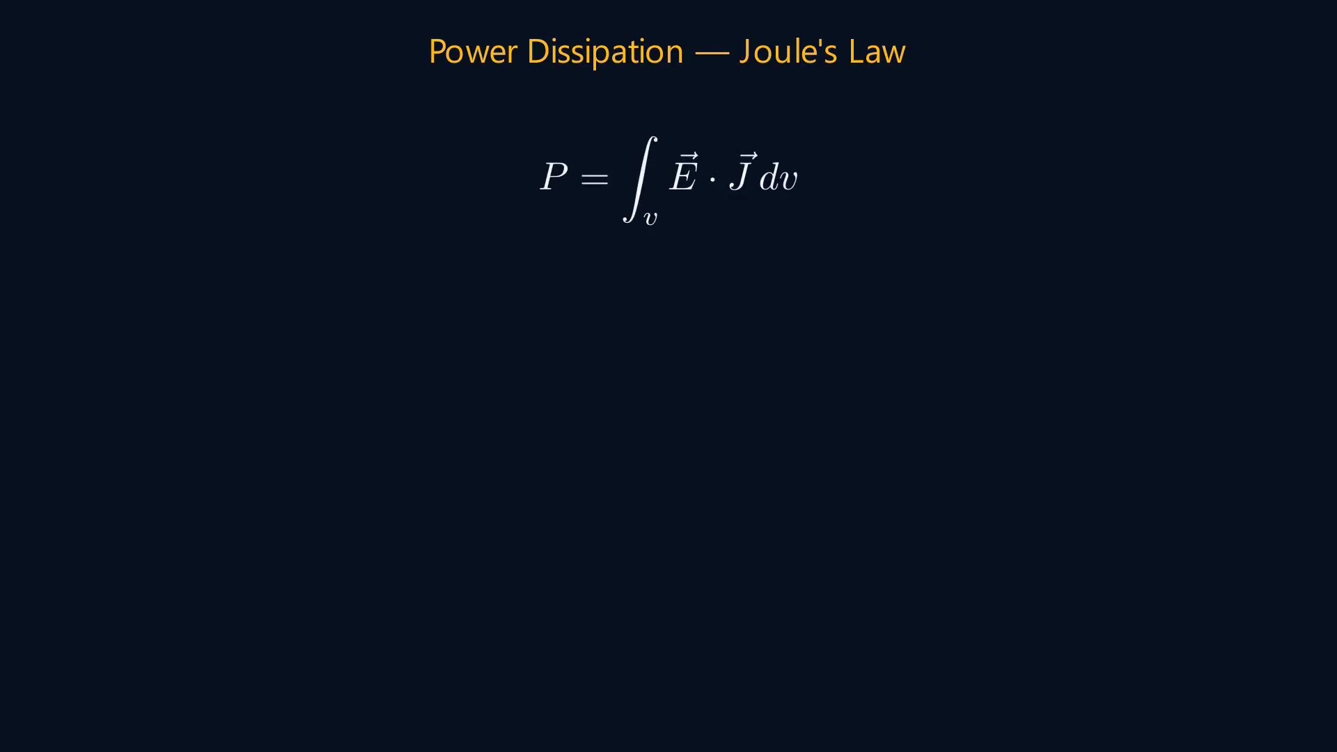 Lesson frame showing current density, Ohm's law, conductor equilibrium, and a wire example.