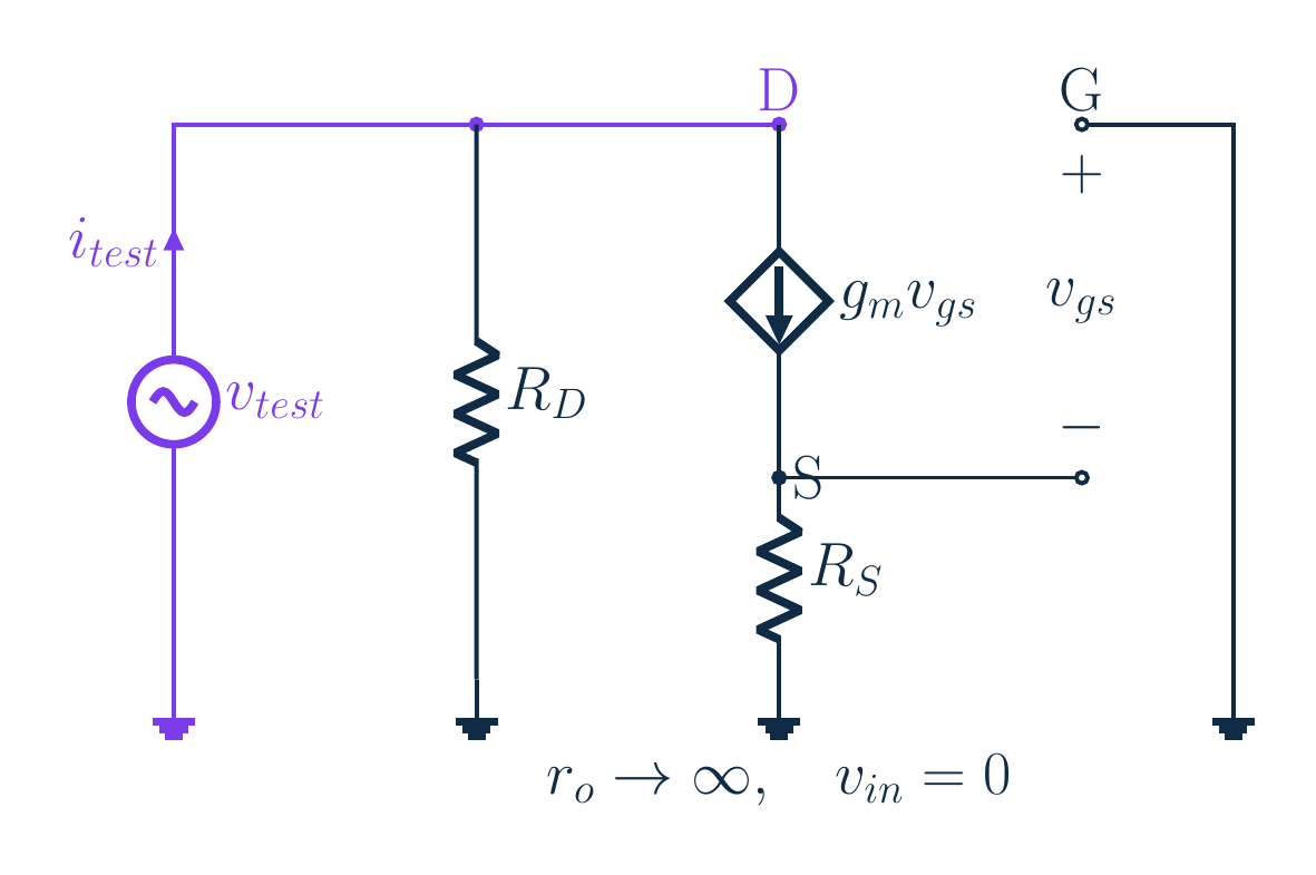 Original MOSFET source-degeneration circuit and voltage-sharing model