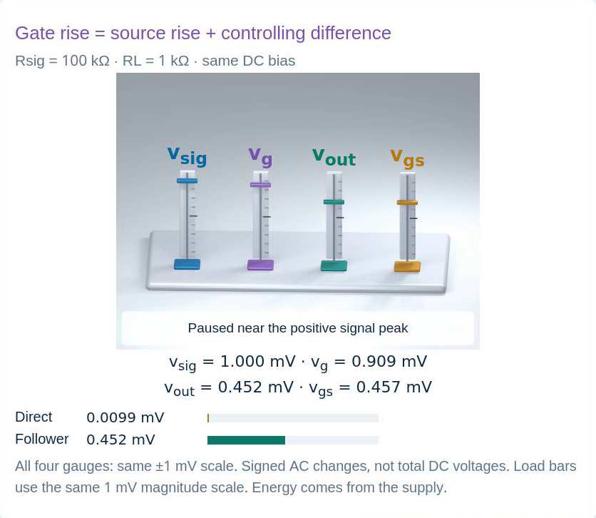 Original source-follower schematic or held 3D experiment panel