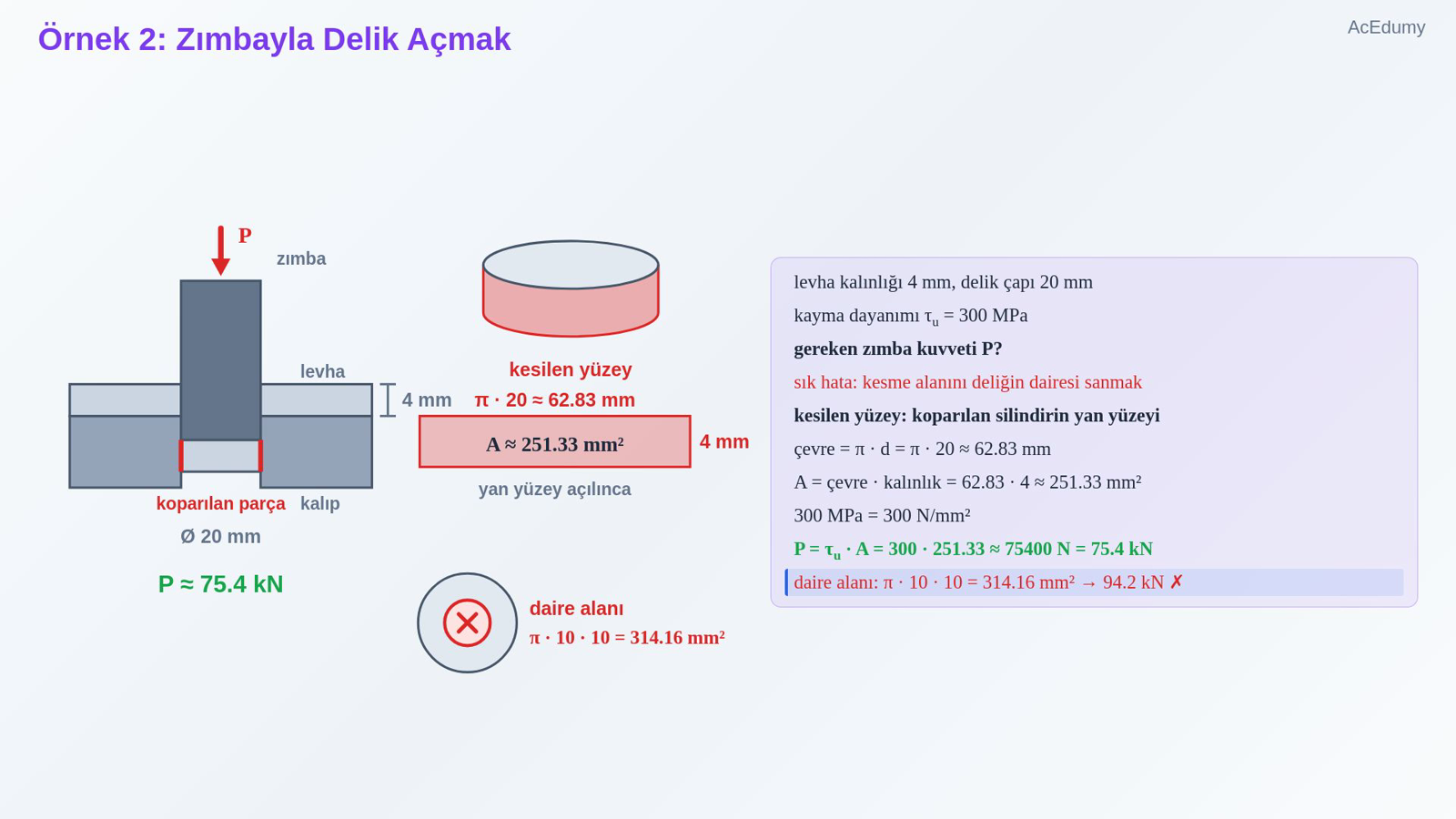 Örnek 2: Zımbayla Delik Açmak
