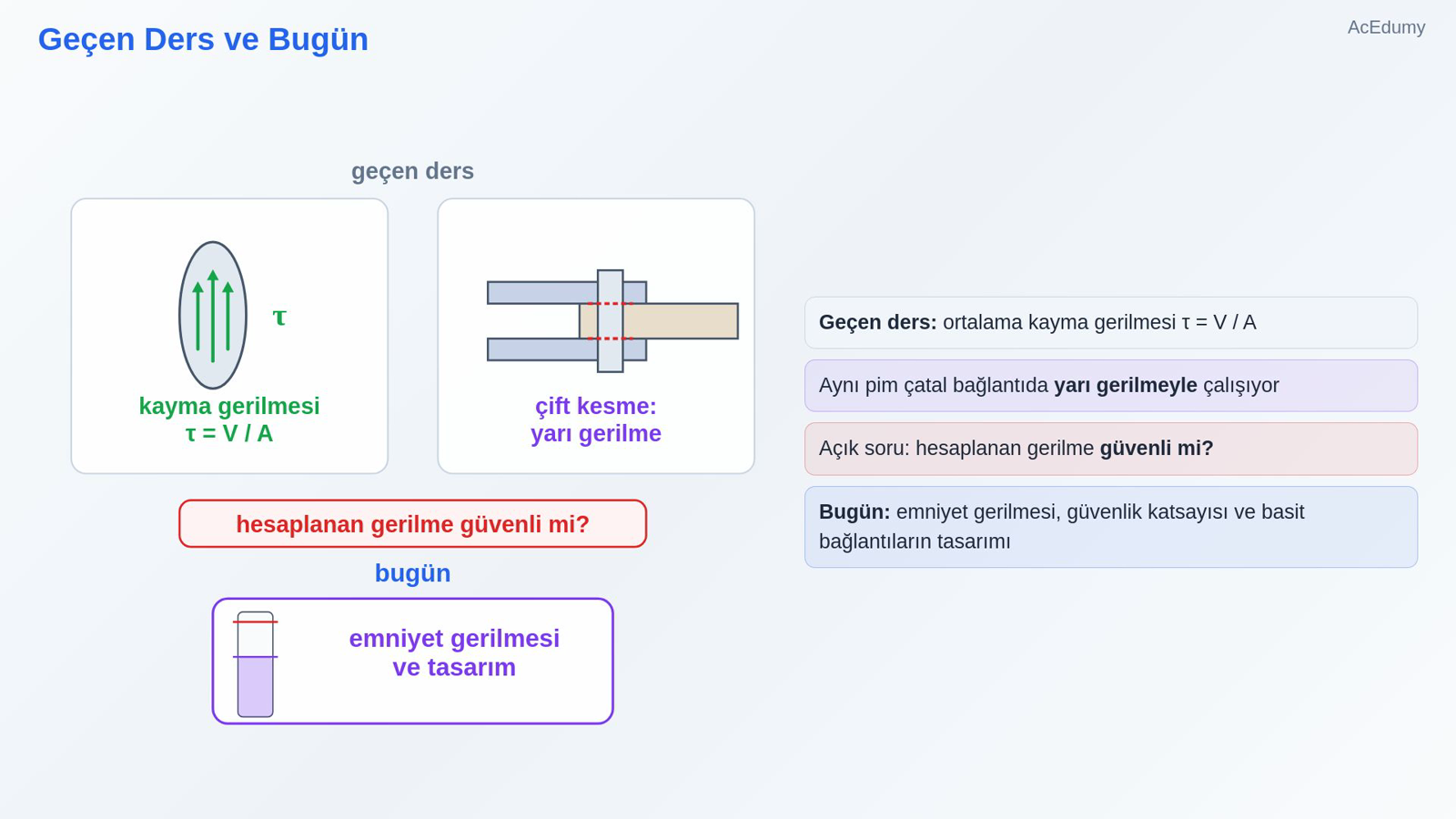 Geçen Ders ve Bugün