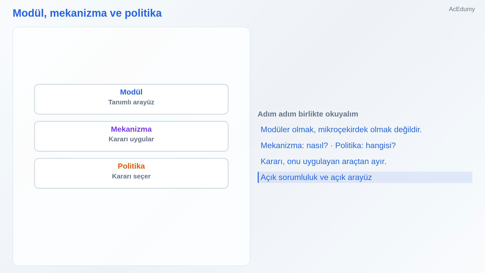 Modül, mekanizma ve politika