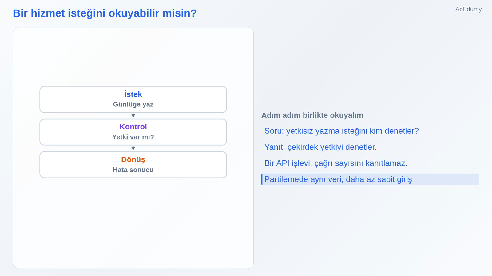 Bir hizmet isteğini okuyabilir misin?