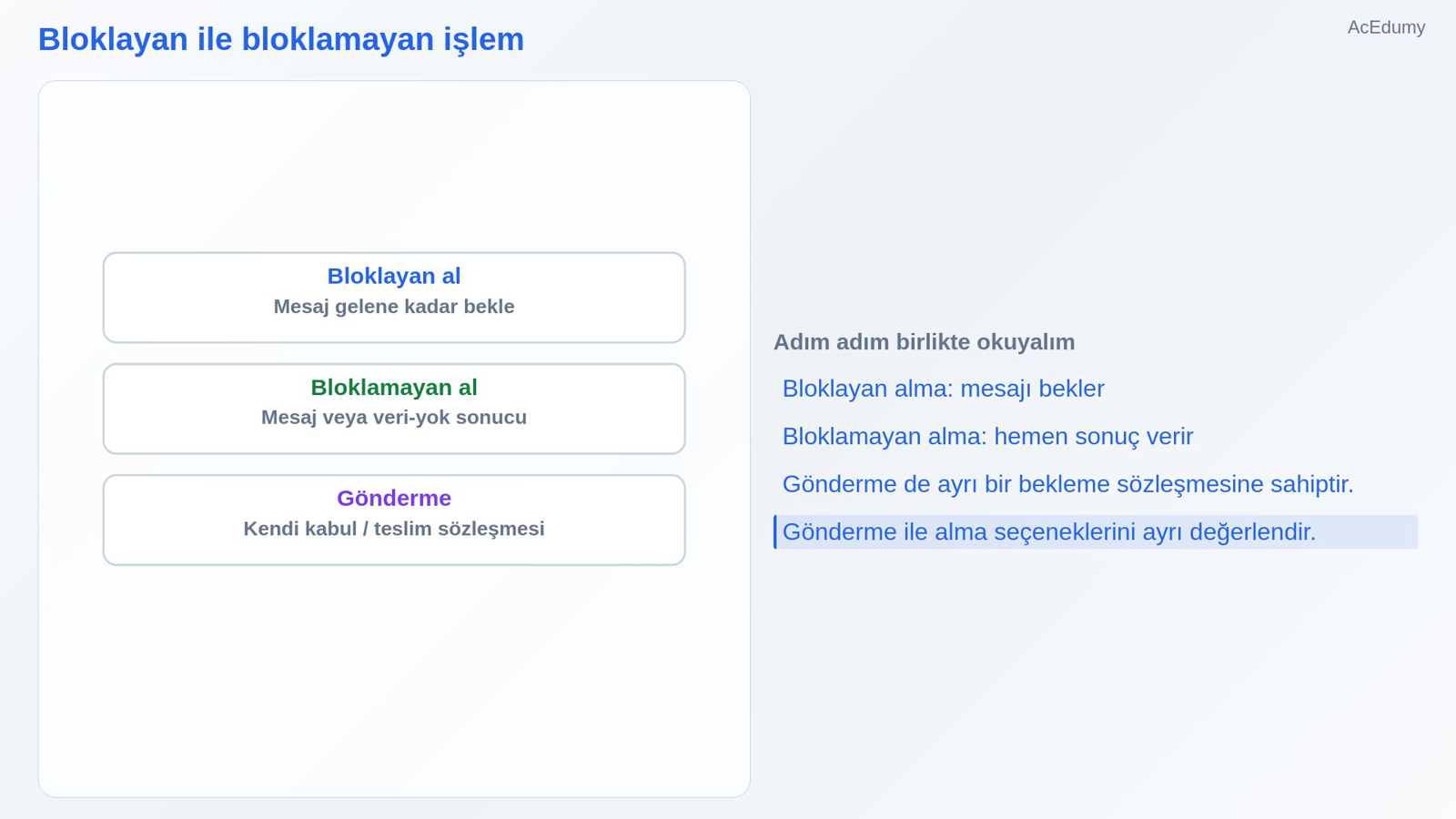 Bloklayan ile bloklamayan işlem