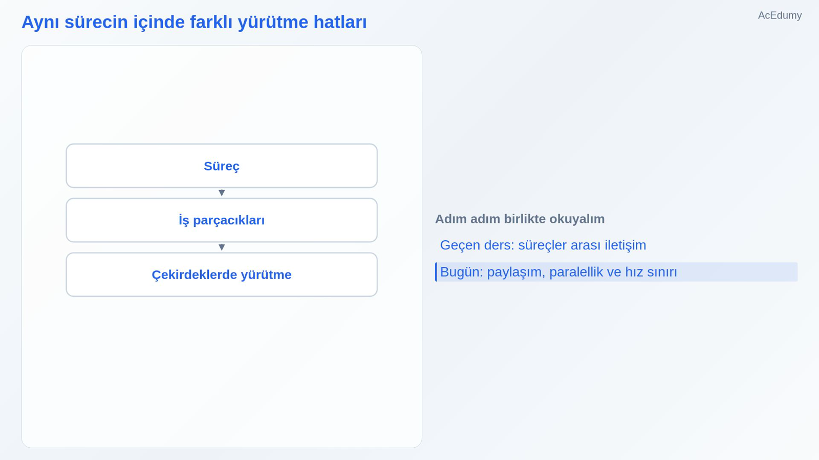 Aynı sürecin içinde farklı yürütme hatları