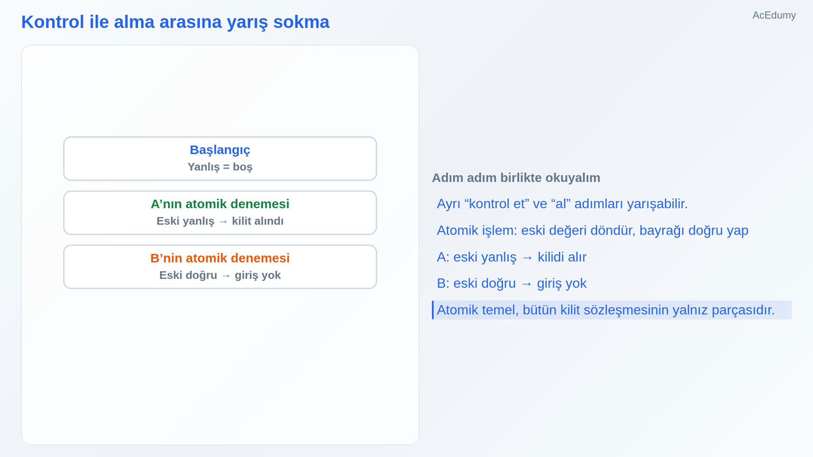 Kontrol ile alma arasına yarış sokma
