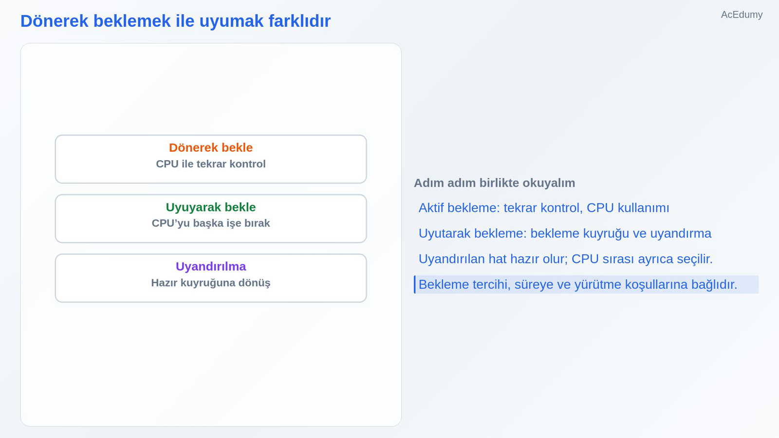 Dönerek beklemek ile uyumak farklıdır