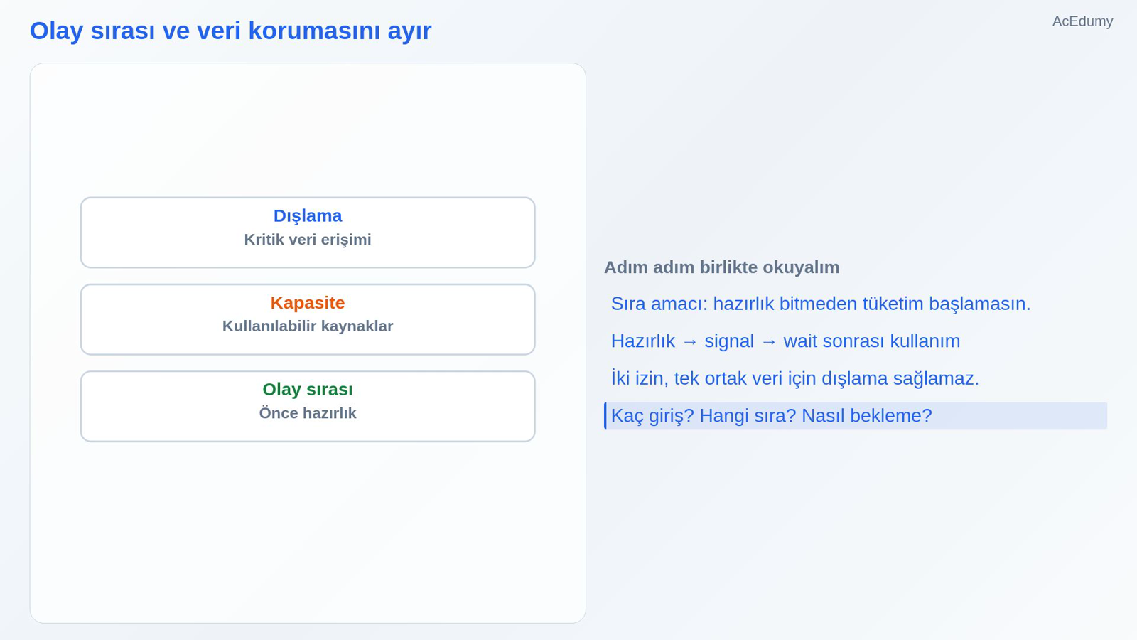 Olay sırası ve veri korumasını ayır