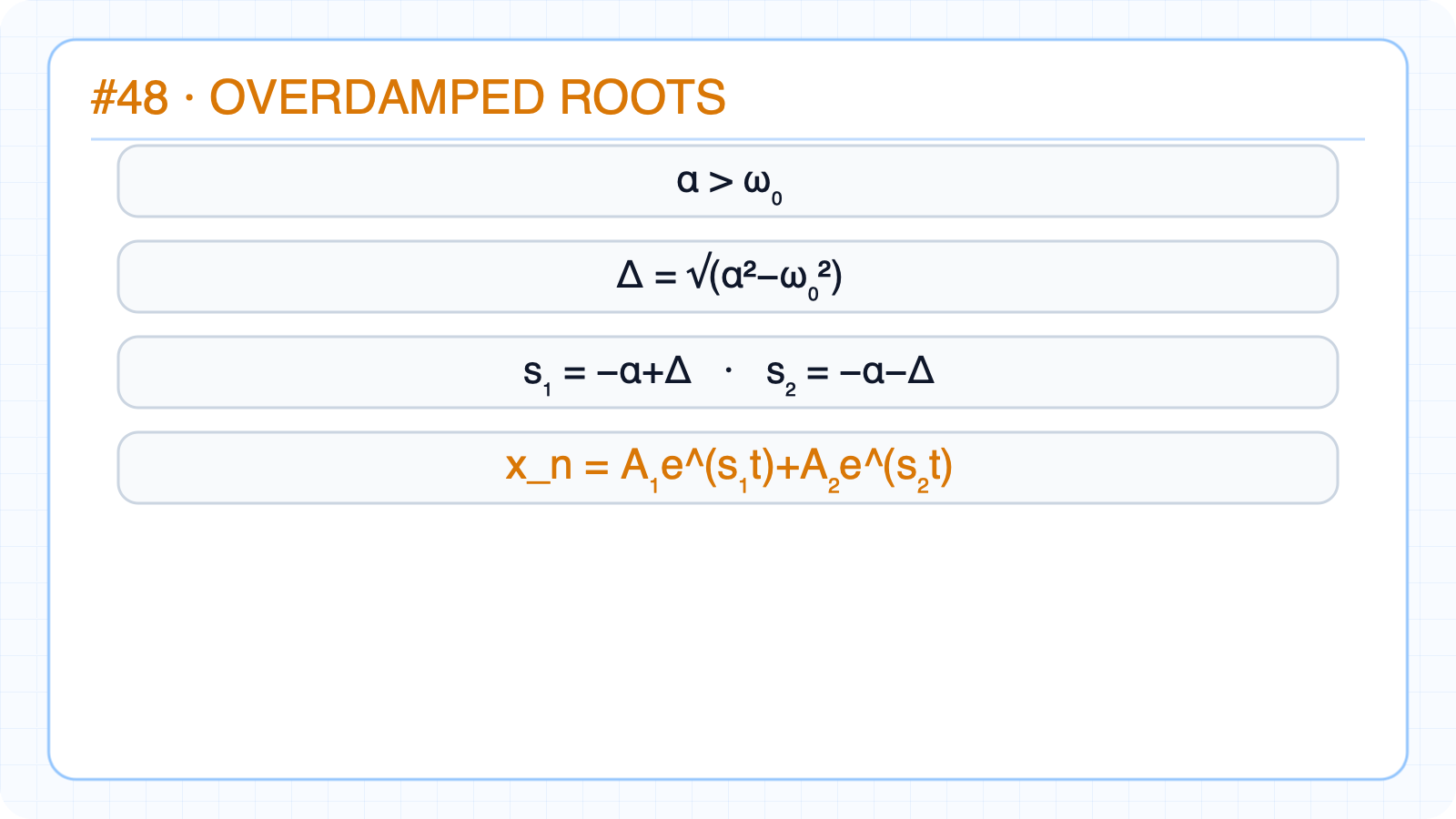 Overdamped solution form