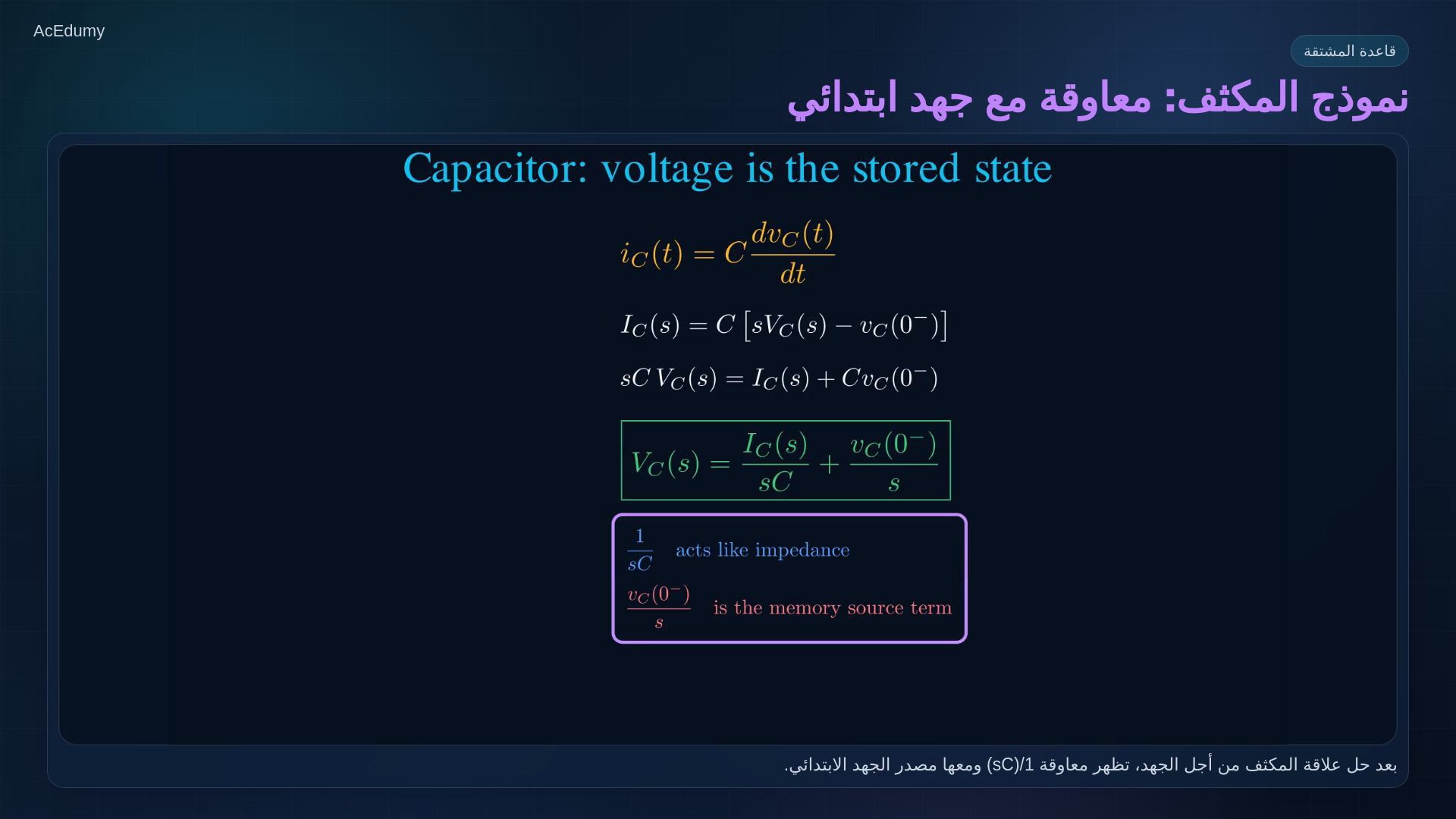 إطار مرجعي من الفيديو الأصلي عن طاقة العناصر أو قوانينها أو دائرة تفريغ RC.