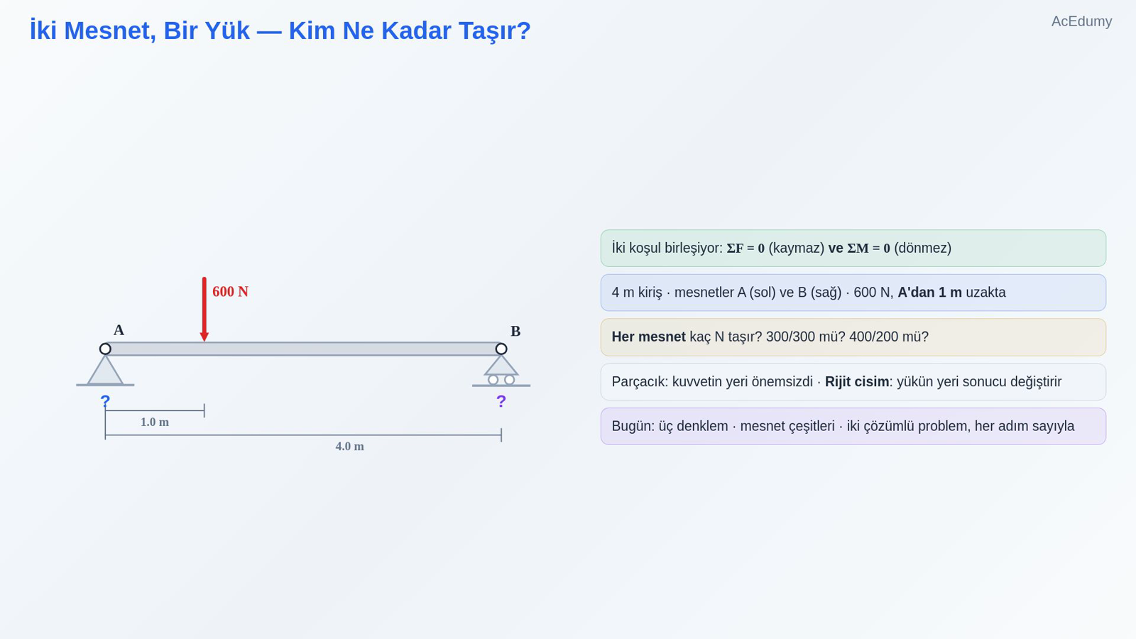 İki Mesnet, Bir Yük — Kim Ne Kadar Taşır?