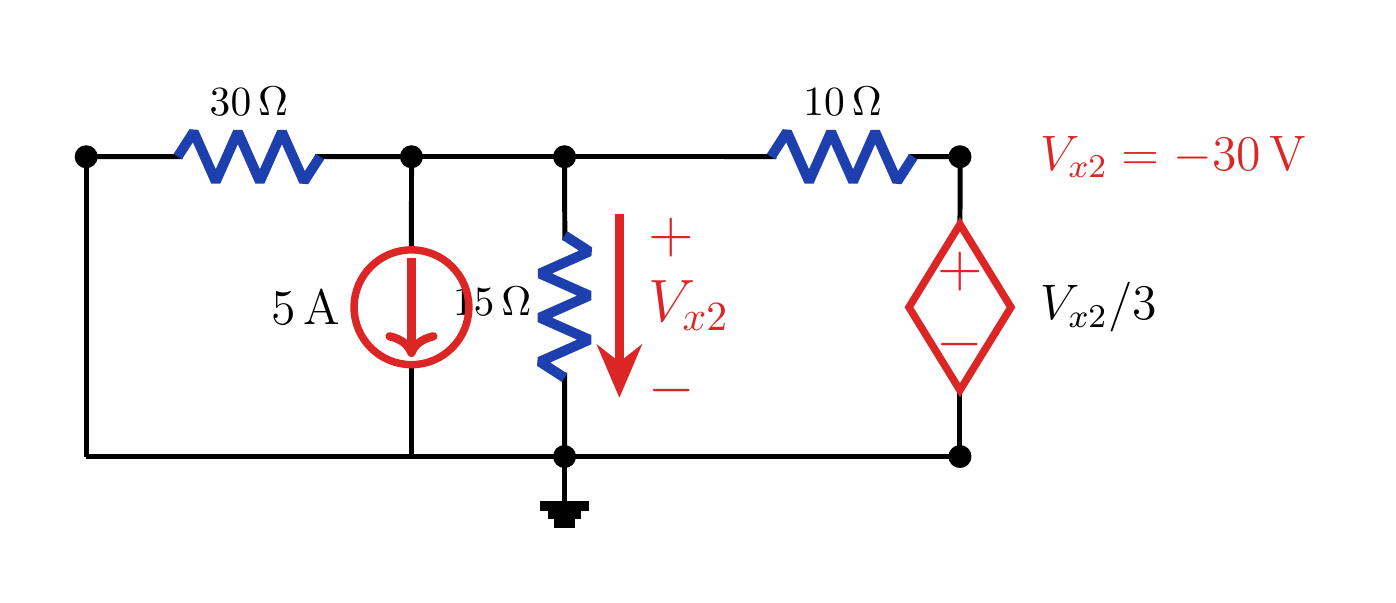 Subcircuit with only the 5 A source active.