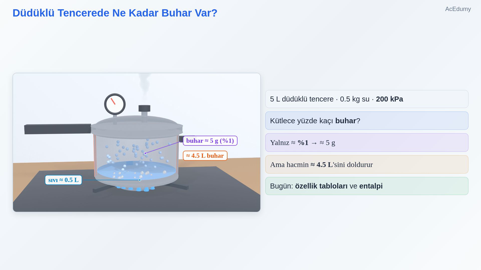 Düdüklü Tencerede Ne Kadar Buhar Var?