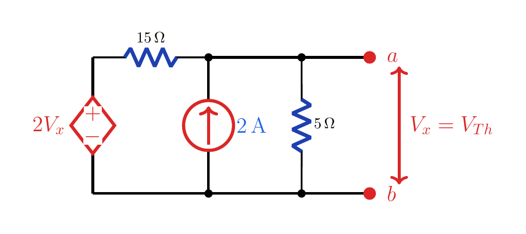 Second circuit with load R_3 removed and terminals a-b open.