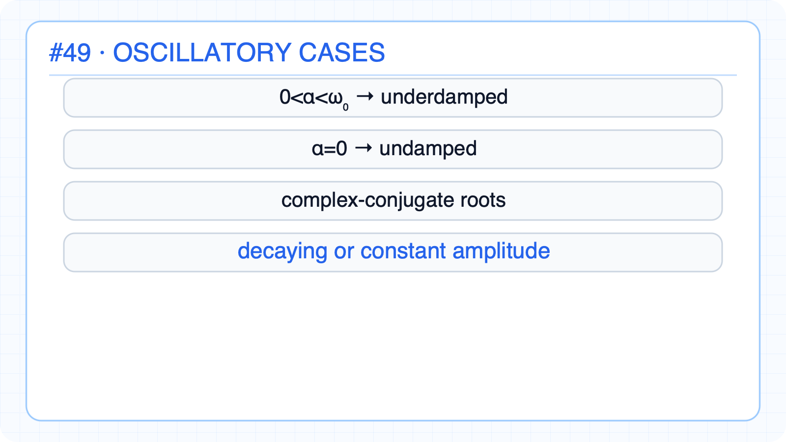 Separate the two oscillatory cases